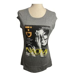 NWT Fiorucci X Naomi Campbell Collab Gray Cap Sleeve Tee Short Sleeve‎ T-Shirt